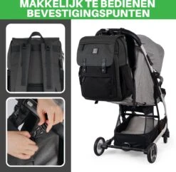 Brisby Slijtvaste Luiertas – Verzorgingstas - Two Tone Zwart En Donkergrijs - Inclusief Verschoonmatje - Isoleervakken - Met Geïntegreerde Kinderwagen Haken -Winkel Voor Babyproducten 1200x1174 14