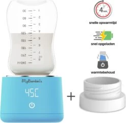 MyBambini's Bottle Warmer Pro™ - Draagbare Baby Flessenwarmer Voor Onderweg - Blauw - Geschikt Voor Dr. Brown's (brede Hals), Suavinex & J Bimbi