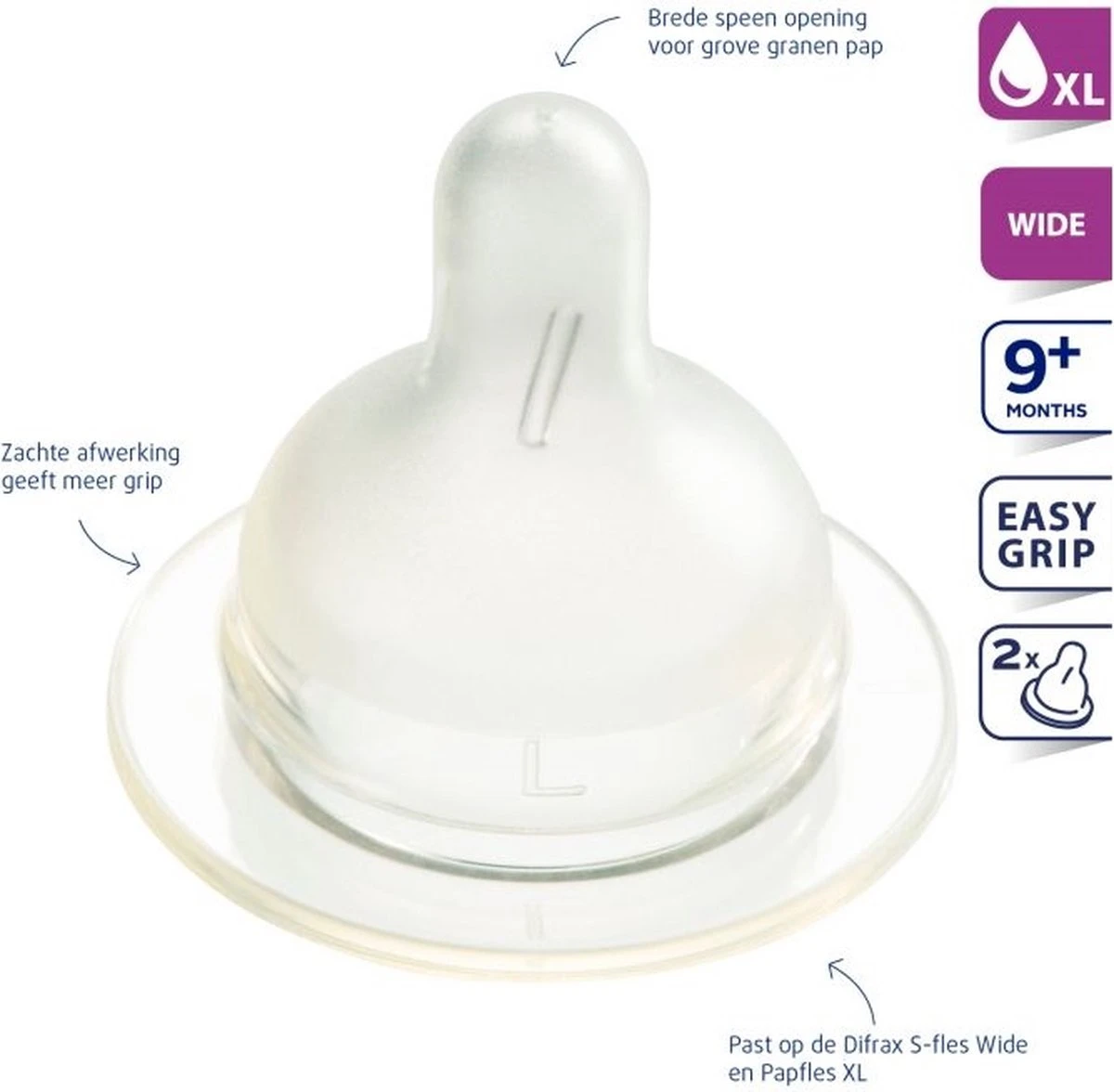 Difrax Flessenspeen Papspeen Wide/Breed - Maat XL - 2 Stuks 12 Difrax Flessenspeen Papspeen Wide/Breed - Maat XL - 2 Stuks - Afbeelding 10