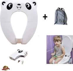 Merkloos WC Verkleiner - Wit Panda Ontwerp - Toilettrainer - Opvouwbare Toilet Zitje - Toiletbril Verkleiner - Kinder WC Bril