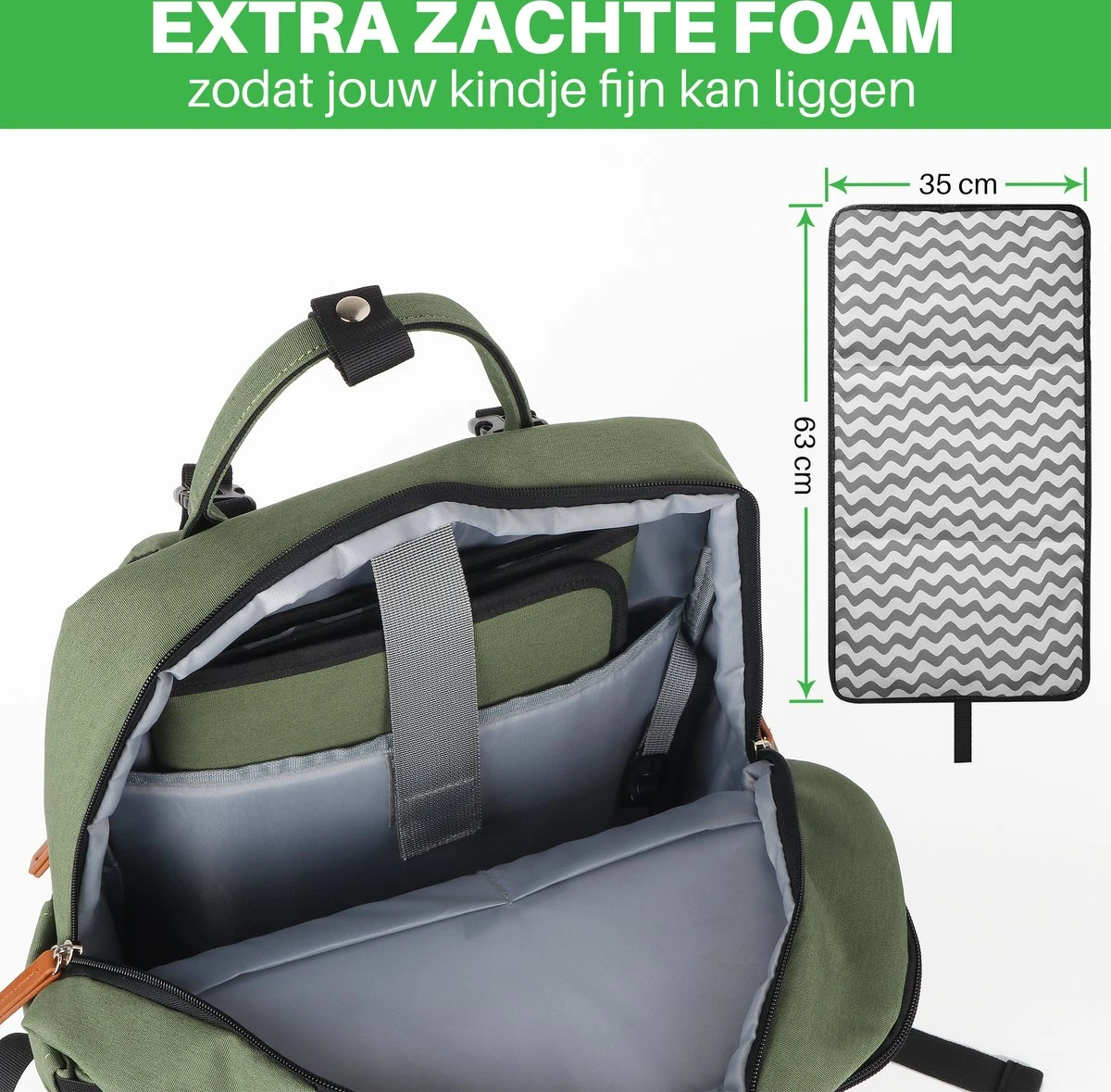 Brisby Slijtvaste Luiertas – Verzorgingstas – Met Buggymontage - Groen 11 Brisby Slijtvaste Luiertas – Verzorgingstas – Met Buggymontage - Groen - Afbeelding 9