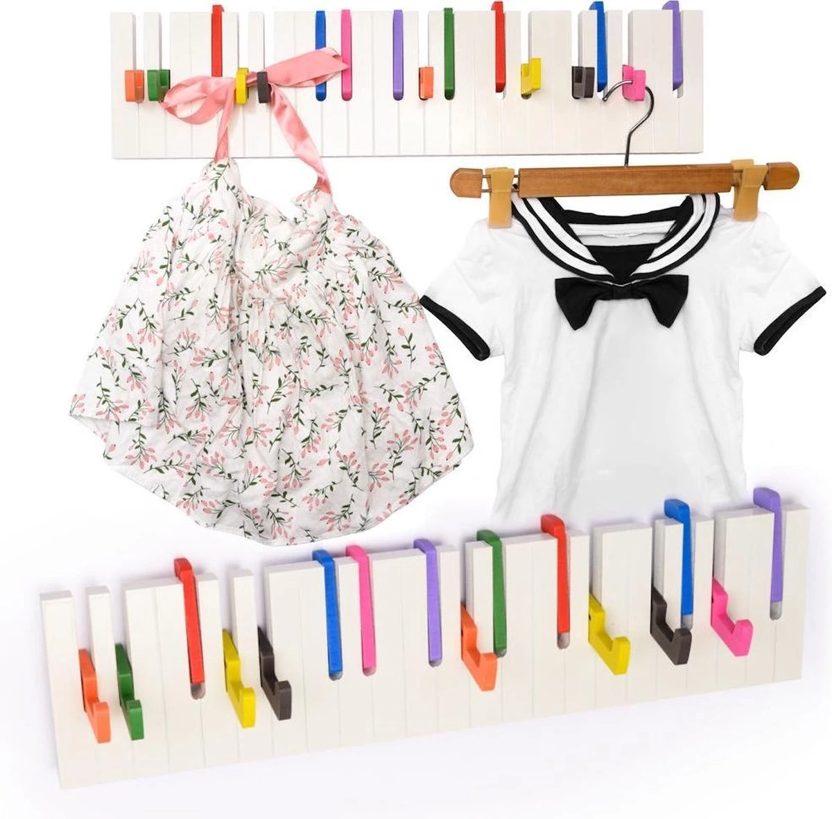 Merkloos Decopatent® Wandkapstok Hout - Piano Kinderkamer Kapstok - Met 16 Ophang Haken - Wand Kapstok - Garderoberek - Wit - 60 Cm Breed 3 Merkloos Decopatent® Wandkapstok Hout - Piano Kinderkamer Kapstok - Met 16 Ophang Haken - Wand Kapstok - Garderoberek - Wit - 60 Cm Breed