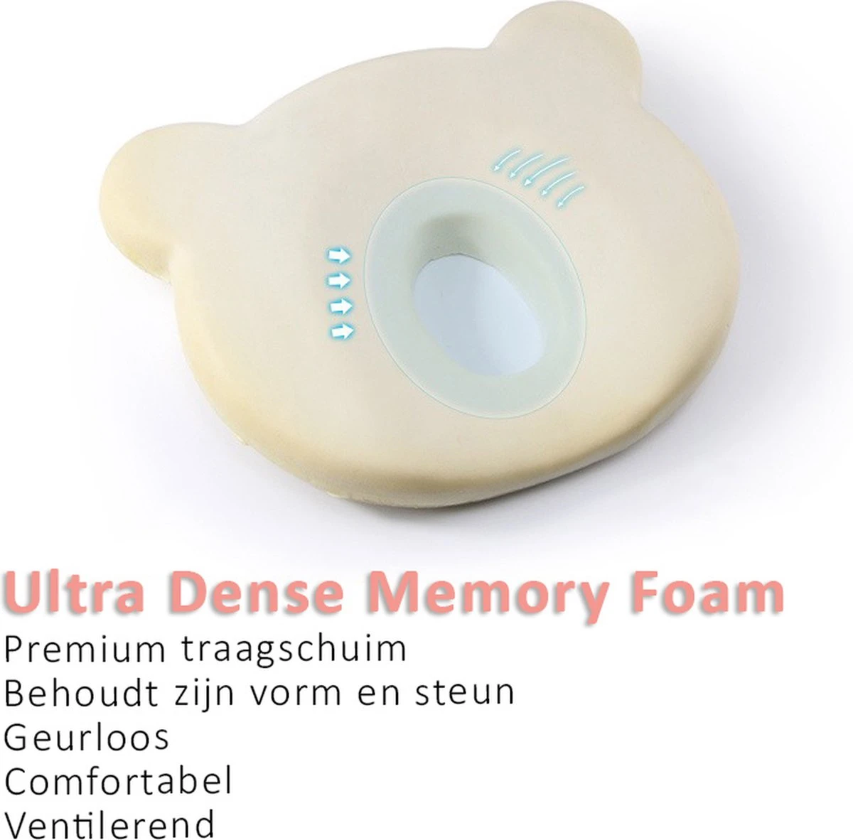 SIMIA™ Ergonomisch Babykussen Met Afneembare Hoes - Tegen Plat Achterhoofd - Hoofdkussen - Traagschuim Kussen - Memory Foam - Baby Steunkussen - Kraamcadeau - Roze 5 SIMIA™ Ergonomisch Babykussen Met Afneembare Hoes - Tegen Plat Achterhoofd - Hoofdkussen - Traagschuim Kussen - Memory Foam - Baby Steunkussen - Kraamcadeau - Roze - Afbeelding 3