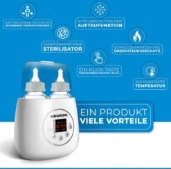 Grundig Flessenwarmer - Dubbele Flesverwarmer - 200W - Ruimte Voor 2 Babyflessen - Verwarmen, Ontdooien En Steriliseren - Incl. Stoomkap - Wit -Winkel Voor Babyproducten 1200x1182 5