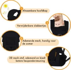 Deryan Pack Luxe Ergonomische Draagzak - Babydrager + Opbergvakjes - Zwart -Winkel Voor Babyproducten 1200x1184 14