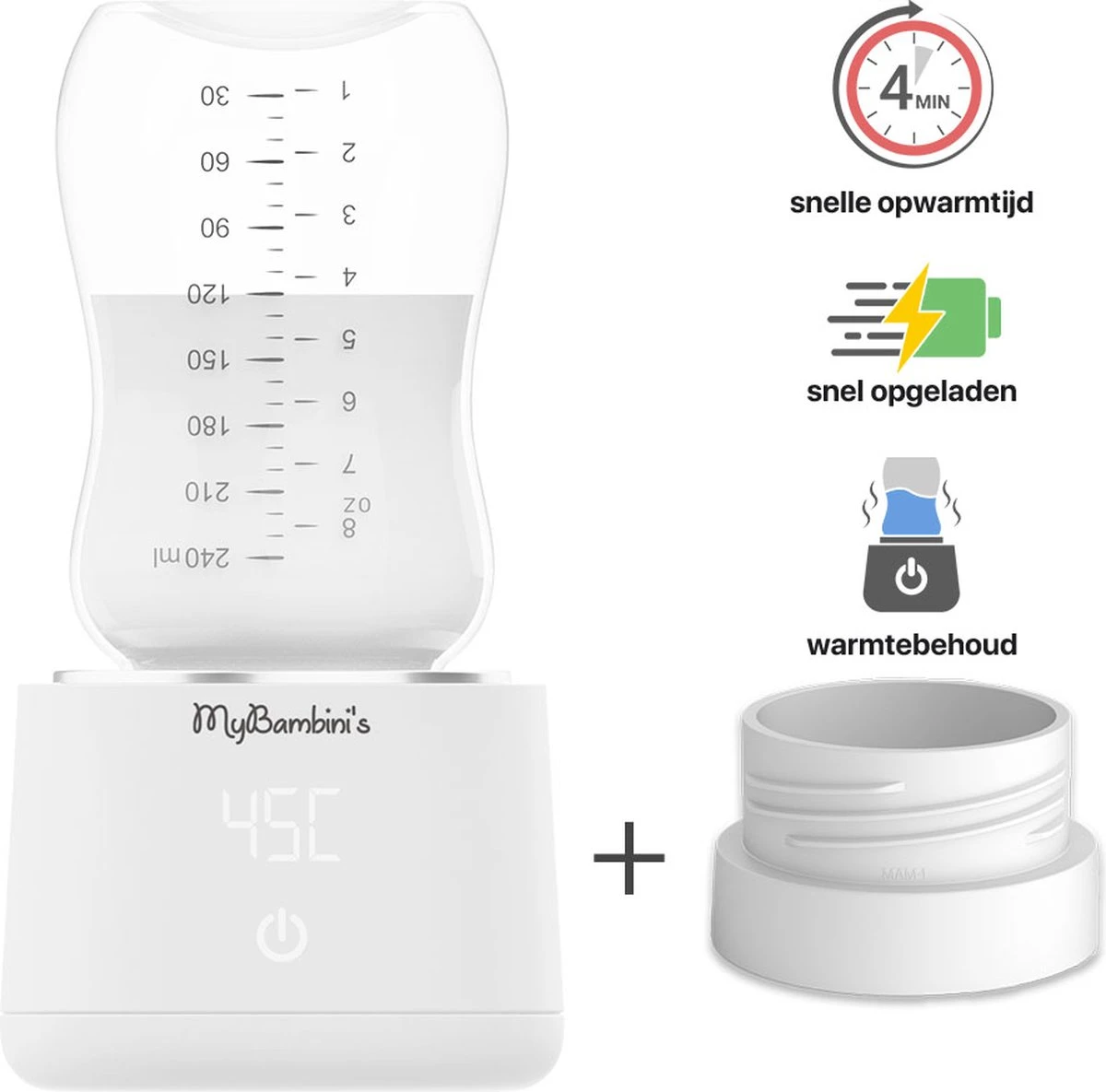 MyBambini's Bottle Warmer Pro™ - Draagbare Baby Flessenwarmer Voor Onderweg - Wit - Geschikt Voor MAM, Lansinoh, NIP & Nanobebe (brede Hals) 3 MyBambini's Bottle Warmer Pro™ - Draagbare Baby Flessenwarmer Voor Onderweg - Wit - Geschikt Voor MAM, Lansinoh, NIP & Nanobebe (brede Hals)