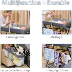 Kari Verschoontafel Baby Opvouwbaar En Draagbaar- In Hoogte Verstelbaar - Luiertafel - Verzorgingstafel - Giraffe Patroon (Grijs) -Winkel Voor Babyproducten 1200x1187 2