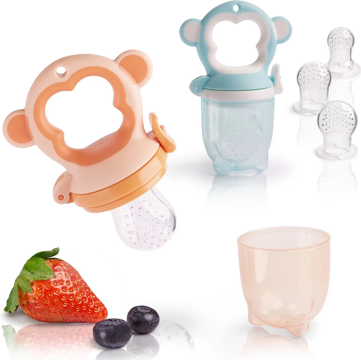 2 Fruitspenen Aap Voor Baby & Peuter + 6 Siliconen Spenen In 3 Maten - Veilig + BPA Vrij -2 Fruitspenen - Fopspeen Fruit Net Fruit Speen Baby Speen Fruit Groente Pap Babyvoeding 3 2 Fruitspenen Aap Voor Baby & Peuter + 6 Siliconen Spenen In 3 Maten - Veilig + BPA Vrij -2 Fruitspenen - Fopspeen Fruit Net Fruit Speen Baby Speen Fruit Groente Pap Babyvoeding