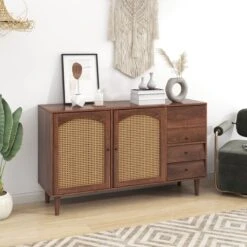 Merax Sideboard Houten Commode - Dressoir Met Rotan Deuren - Bruin -Winkel Voor Babyproducten 1200x1200 1056