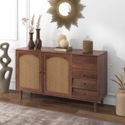 Merax Sideboard Houten Commode - Dressoir Met Rotan Deuren - Bruin -Winkel Voor Babyproducten 1200x1200 1058