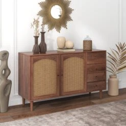 Merax Sideboard Houten Commode - Dressoir Met Rotan Deuren - Bruin -Winkel Voor Babyproducten 1200x1200 1066