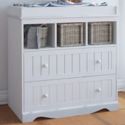 GoodVibes - Baby Commode Met 2 Ruime Lades En 3 Compartimenten - 50 X 93.5 X 88 Cm (DxBxH) - Wit -Winkel Voor Babyproducten 1200x1200 1082