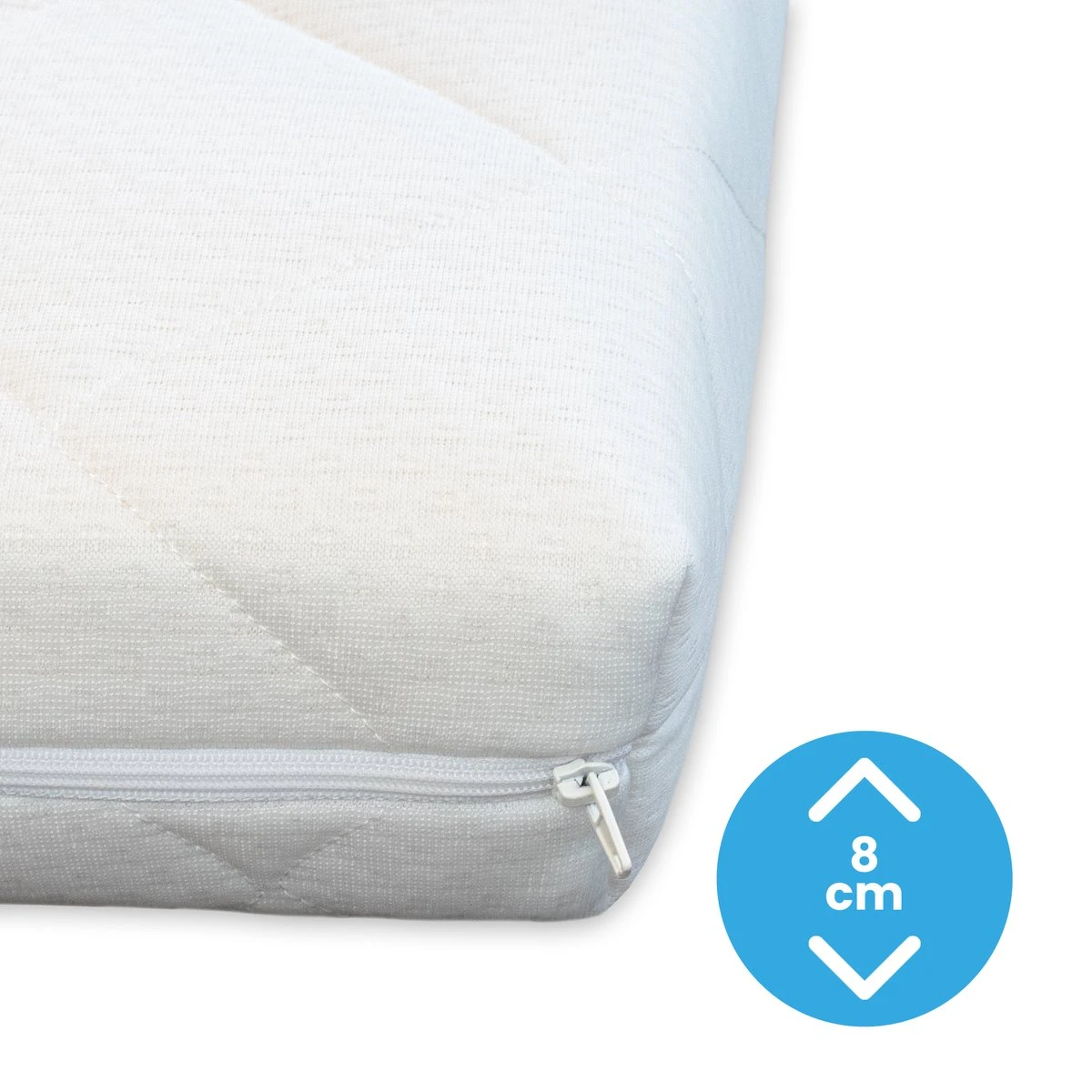 Babymatras 50x80 Wiegmatras Koudschuim HR40 Dubbeldoek | Afritsbaar | Wasbaar | Ademend 5 Babymatras 50x80 Wiegmatras Koudschuim HR40 Dubbeldoek | Afritsbaar | Wasbaar | Ademend - Afbeelding 3