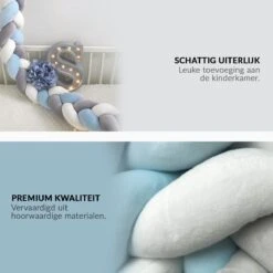 Buxibo Baby Bed Bumper - Baby Veiligheid/Hoofdbescherming/Bedbescherming - Multifunctionele Voedingskussen/Bedomrande/Boxomrander - 200CM - Blauw -Winkel Voor Babyproducten 1200x1200 1161