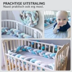 Buxibo Baby Bed Bumper - Baby Veiligheid/Hoofdbescherming/Bedbescherming - Multifunctionele Voedingskussen/Bedomrande/Boxomrander - 200CM - Blauw -Winkel Voor Babyproducten 1200x1200 1165