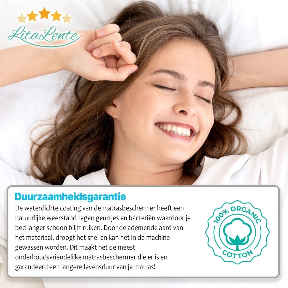 2x LitaLente Matrasbeschermer Waterdicht Babybedje 60x120 Cm - Ledikant Molton 60x120 - Baby Matrasbeschermer 60x120cm - Waterdicht En Ademend Huismijtwerend Matrasvernieuwer Matrashoes - Hoeslakenbadstof - Antibacteriëel - Rondom Elastiek 4 2x LitaLente Matrasbeschermer Waterdicht Babybedje 60x120 Cm - Ledikant Molton 60x120 - Baby Matrasbeschermer 60x120cm - Waterdicht En Ademend Huismijtwerend Matrasvernieuwer Matrashoes - Hoeslakenbadstof - Antibacteriëel - Rondom Elastiek - Afbeelding 2