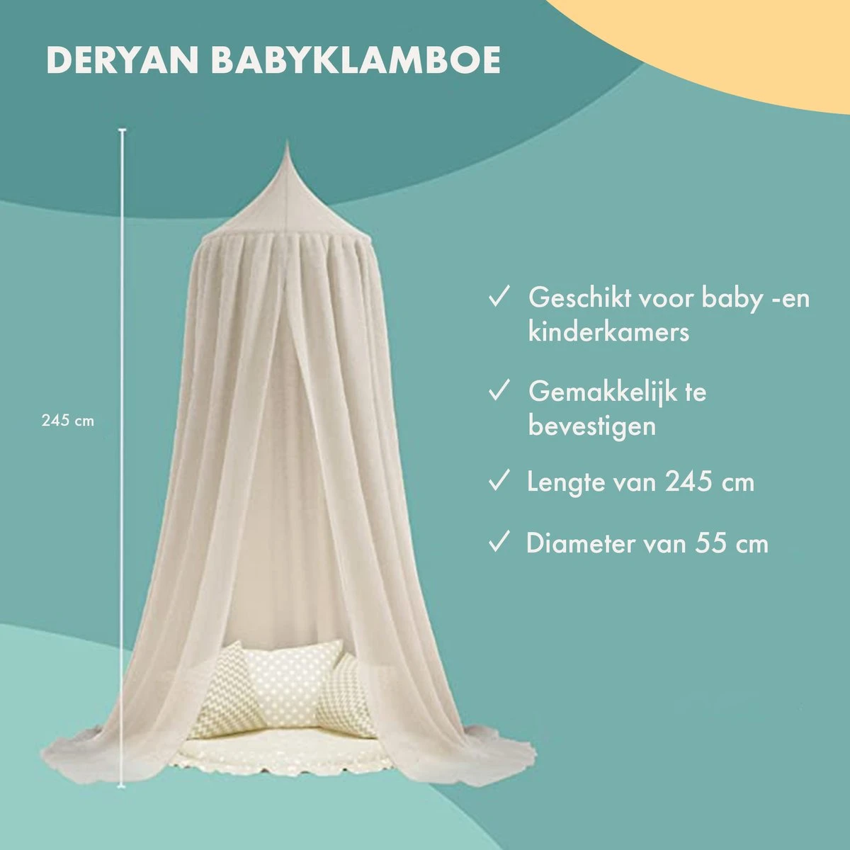 Deryan Baby Klamboe Vintage 245cm - Kinderklamboe - Hemeltje- Nougat 13 Deryan Baby Klamboe Vintage 245cm - Kinderklamboe - Hemeltje- Nougat - Afbeelding 11