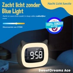 SweetDreams™ Ace Wit Slaaptrainer Kinderen – Slaapwekker Met 18 Liedjes – Wake Up Light - Kinderwekker - Nachtlamp Dimfunctie – Lichtwekker - Nightlight - Tijdloos Design – 2023 Model -Winkel Voor Babyproducten 1200x1200 1253
