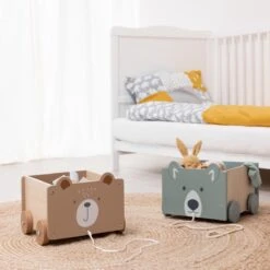 Navaris Houten Speelgoedkist Op Wielen - Opbergbox Voor Speelgoed - Inclusief Trektouw - Beer - 25,5 X 24 X 20 Cm - Bruin -Winkel Voor Babyproducten 1200x1200 1263