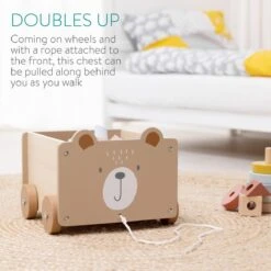 Navaris Houten Speelgoedkist Op Wielen - Opbergbox Voor Speelgoed - Inclusief Trektouw - Beer - 25,5 X 24 X 20 Cm - Bruin -Winkel Voor Babyproducten 1200x1200 1264