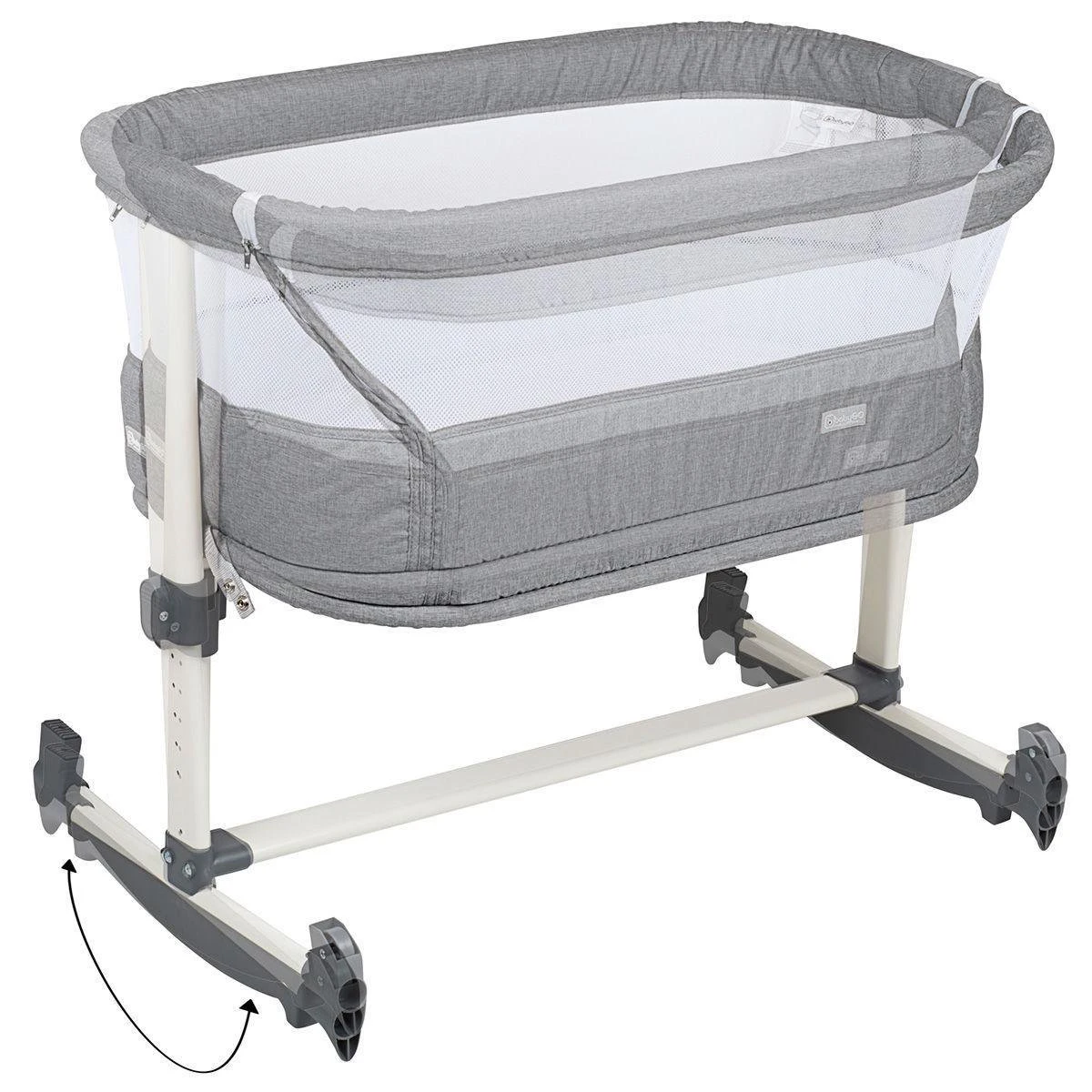 BabyGO Co Sleeper Wieg Met Schommelfuntie Vivaldi Grey 12 BabyGO Co Sleeper Wieg Met Schommelfuntie Vivaldi Grey - Afbeelding 10