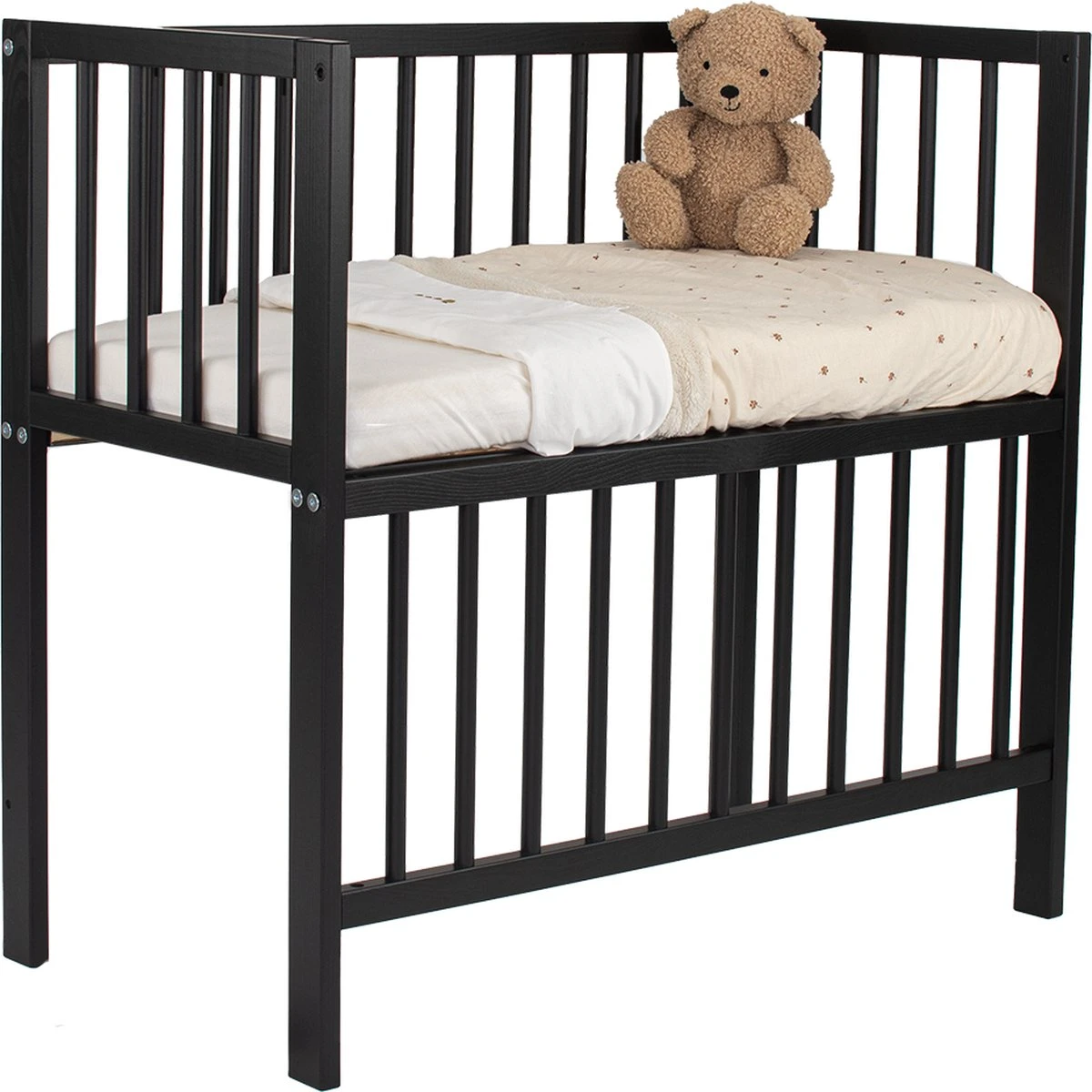 Colorfull Home - Wieg - Co-Sleeper - Aanschuifwieg - 40x80 Cm - Zwart 7 Colorfull Home - Wieg - Co-Sleeper - Aanschuifwieg - 40x80 Cm - Zwart - Afbeelding 5