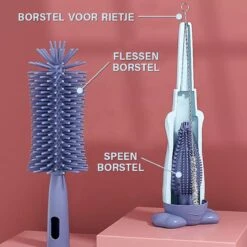 Baby Flessenborstel - Flessenreiniger - Flessenborstel Siliconen - Flesvoedingsaccessoires - BPA Vrij - Blauw - 3 In 1 -Winkel Voor Babyproducten 1200x1200 1545