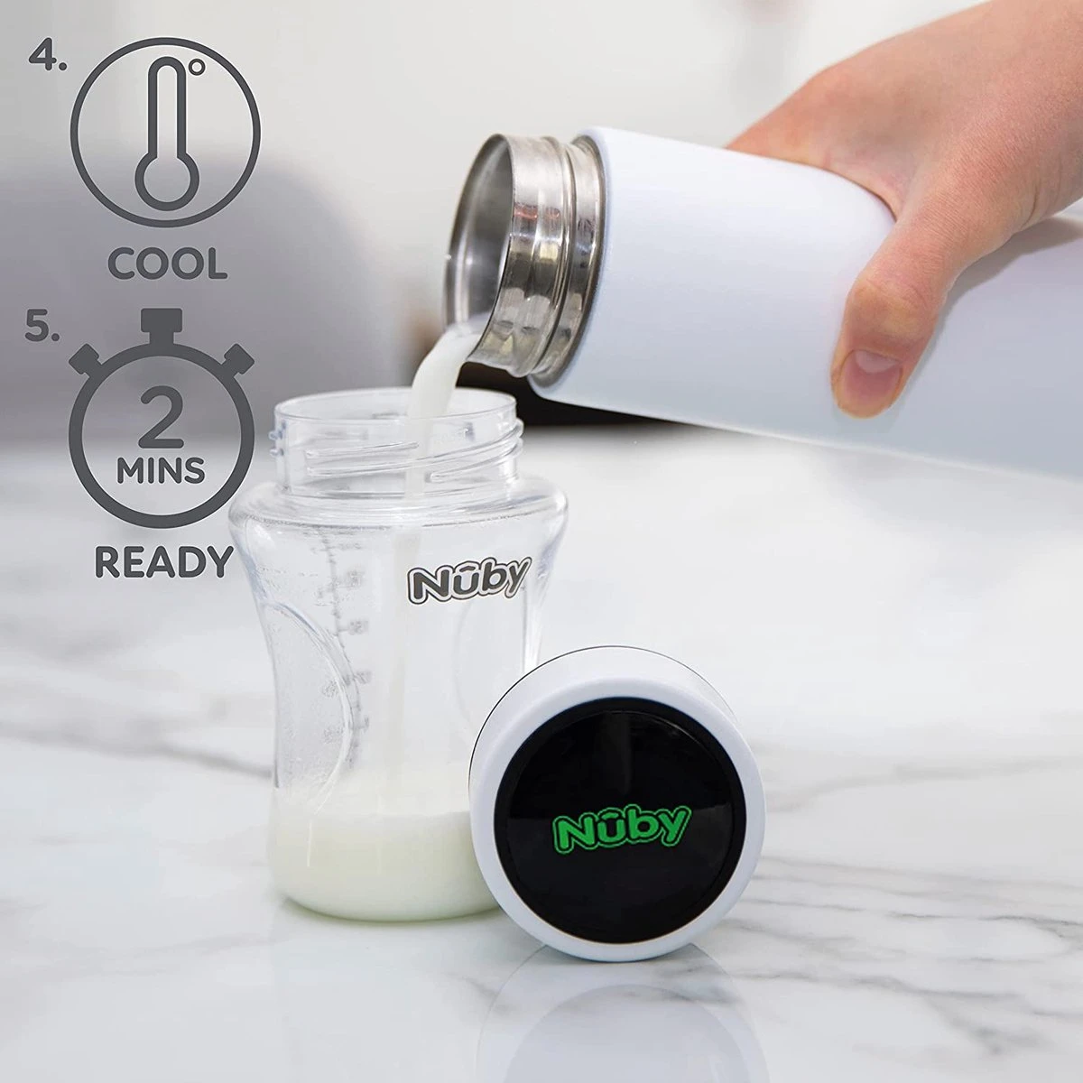 Nûby - RapidCool™ - Maak De Perfecte Flesvoeding Voor Je Baby - Flessenkoeler - Inclusief Melkpoederdispenser En Digitaal Deksel - Wit 7 Nûby - RapidCool™ - Maak De Perfecte Flesvoeding Voor Je Baby - Flessenkoeler - Inclusief Melkpoederdispenser En Digitaal Deksel - Wit - Afbeelding 5