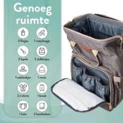 Luiertas Rugzak - Monx Luiertas Verzorgingstas Met Uitklapbaar Babybedje - Overzichtelijke Luierrugzak Extra Buggy En Kinderwagen Haken Inclusief Geïsoleerde Flessenhouder - Grijs -Winkel Voor Babyproducten 1200x1200 2250