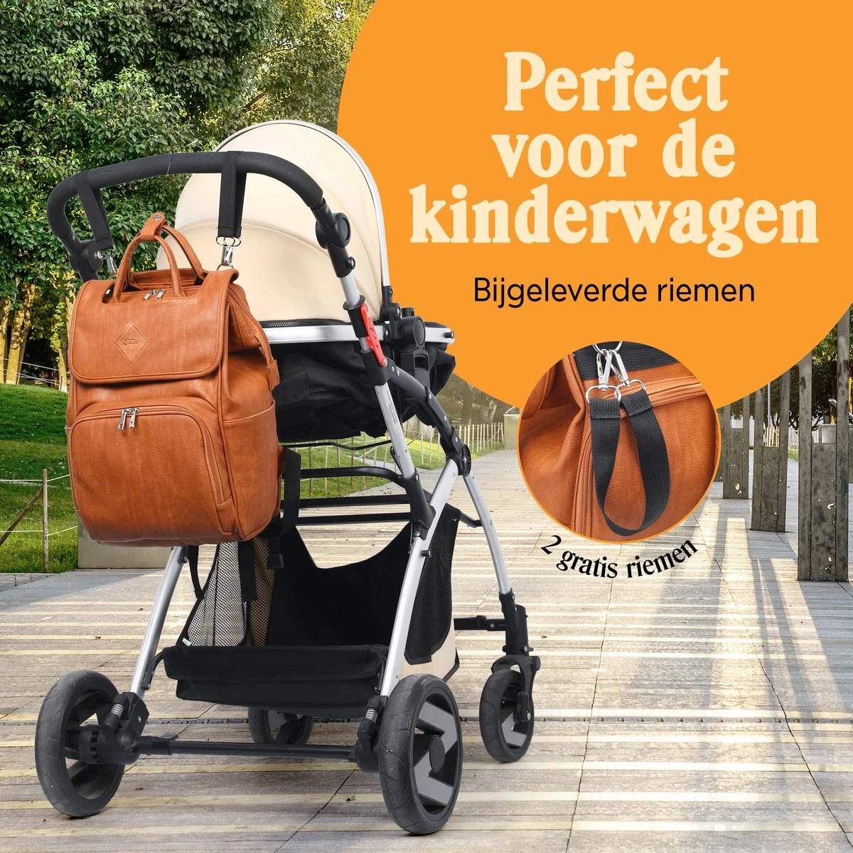 JeRie Luiertas Rugzak – Verschoonmatje – Verzorgingstas – Luiertassen – Met Kinderwagen Haken - Bruin 7 JeRie Luiertas Rugzak – Verschoonmatje – Verzorgingstas – Luiertassen – Met Kinderwagen Haken - Bruin - Afbeelding 5