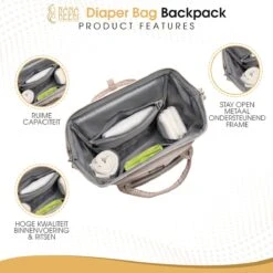 NanaBeebi Luiertas Rugzak Met Verschoonmatje - Beige Taupe - Inclusief Flessenwarmhouder - Kinderwagenhaken En Isoleervak -Winkel Voor Babyproducten 1200x1200 2335