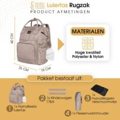 NanaBeebi Luiertas Rugzak Met Verschoonmatje - Beige Taupe - Inclusief Flessenwarmhouder - Kinderwagenhaken En Isoleervak -Winkel Voor Babyproducten 1200x1200 2336