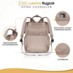 NanaBeebi Luiertas Rugzak Met Verschoonmatje - Beige Taupe - Inclusief Flessenwarmhouder - Kinderwagenhaken En Isoleervak -Winkel Voor Babyproducten 1200x1200 2342