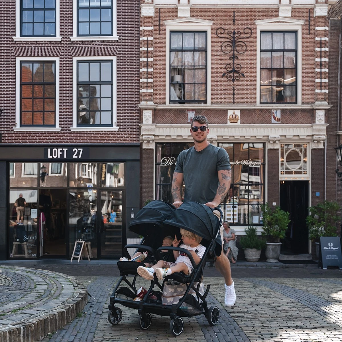 Deryan Luxe Rolo X2 Dubbele Buggy - Duo Buggy - Zwart 4 Deryan Luxe Rolo X2 Dubbele Buggy - Duo Buggy - Zwart - Afbeelding 2