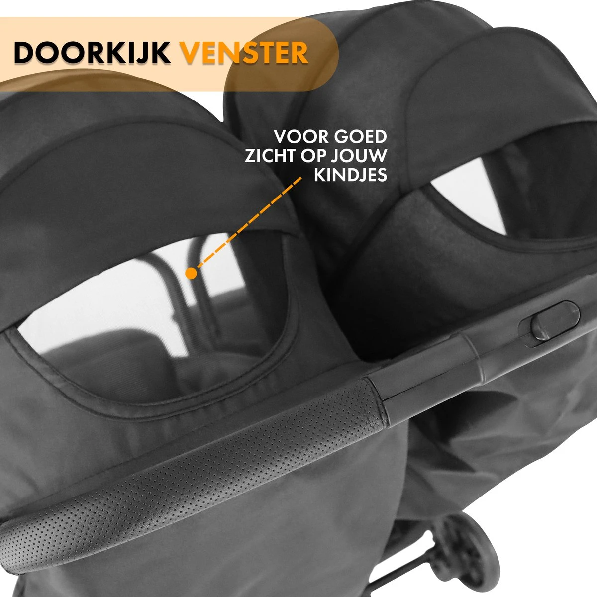 Deryan Luxe Rolo X2 Dubbele Buggy - Duo Buggy - Zwart 7 Deryan Luxe Rolo X2 Dubbele Buggy - Duo Buggy - Zwart - Afbeelding 5