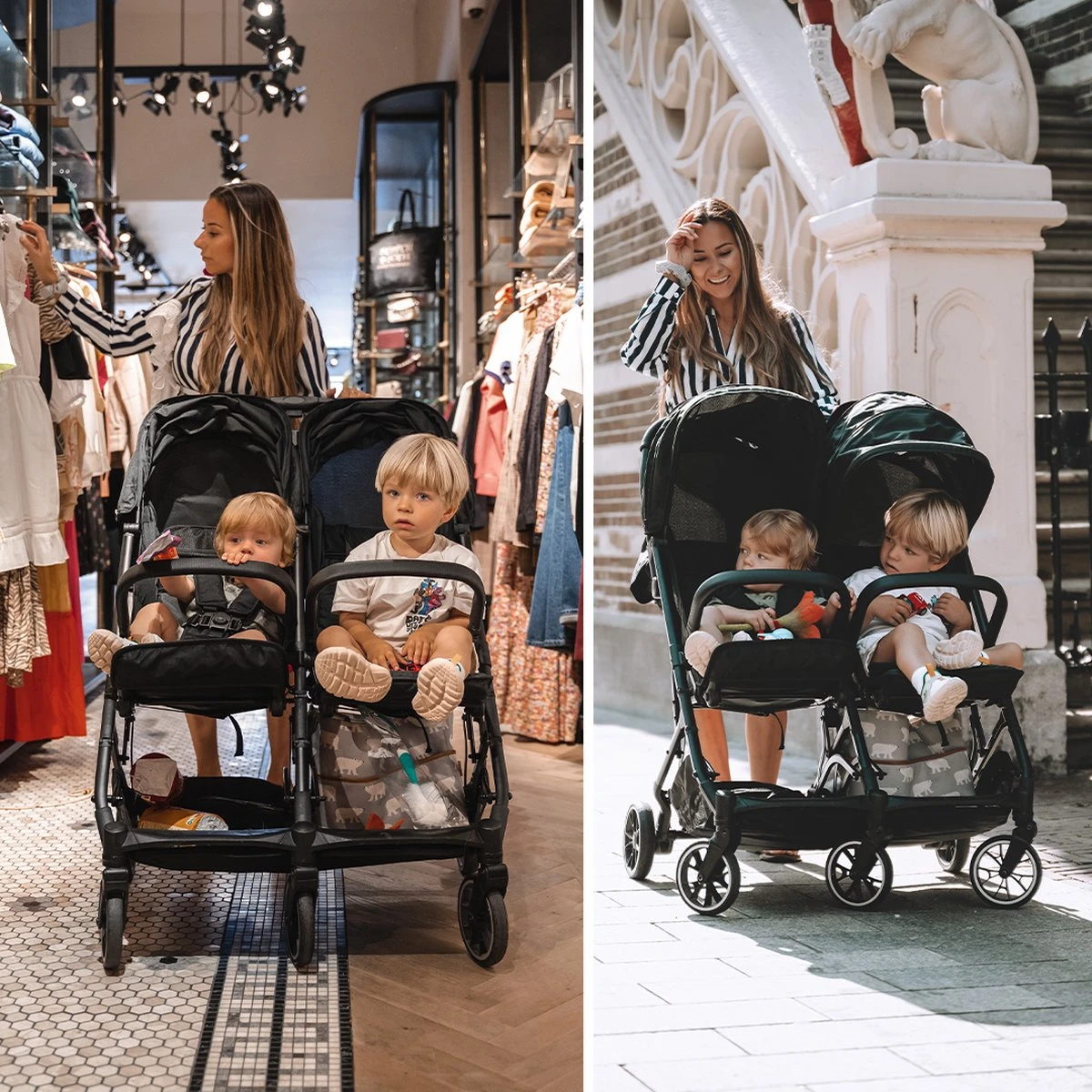 Deryan Luxe Rolo X2 Dubbele Buggy - Duo Buggy - Zwart 10 Deryan Luxe Rolo X2 Dubbele Buggy - Duo Buggy - Zwart - Afbeelding 8