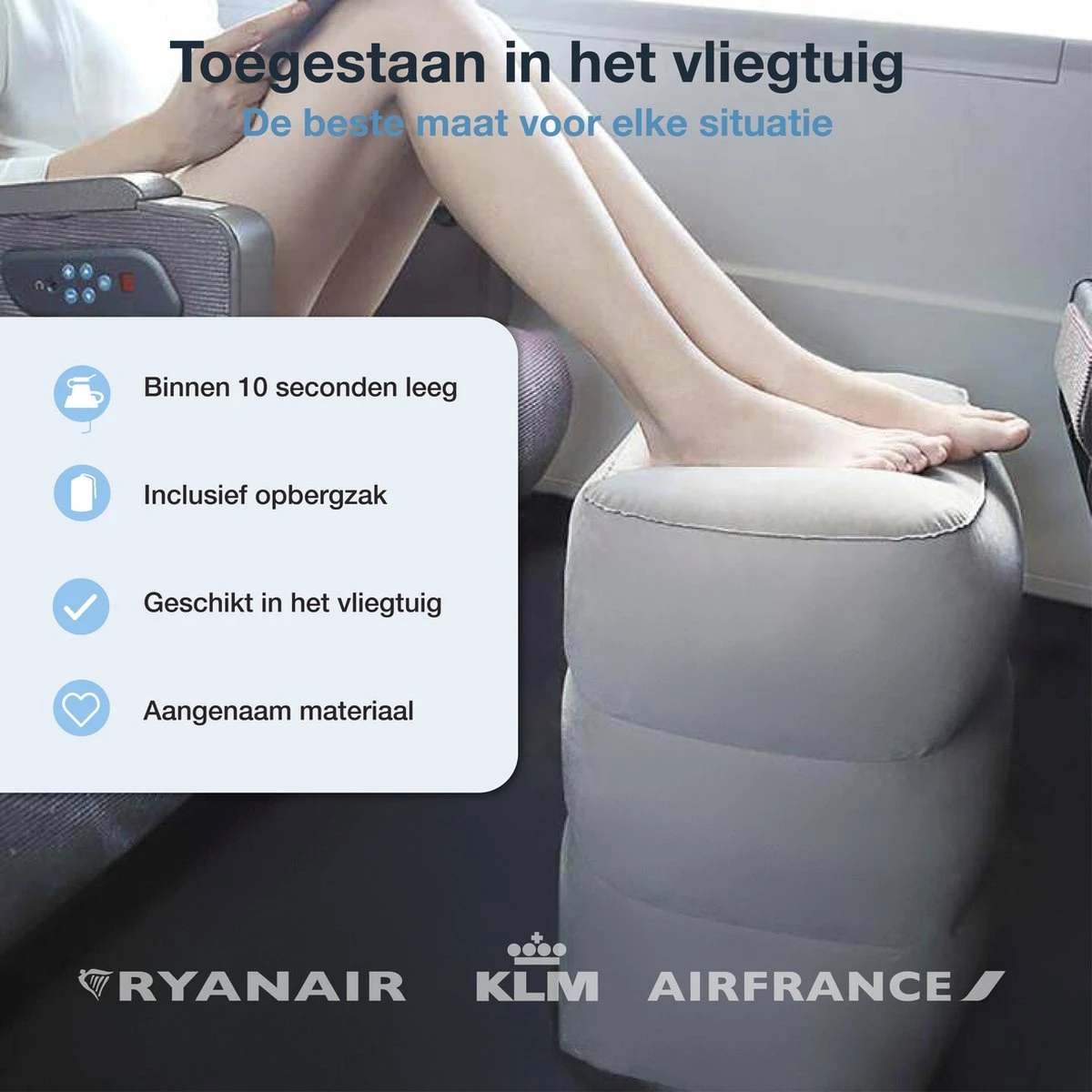 Vliegtuigbedje - Reiskussen - Voetensteun - Multifunctioneel Opblaasbaar Kussen Voor In Het Vliegtuig - Auto - Trein 9 Vliegtuigbedje - Reiskussen - Voetensteun - Multifunctioneel Opblaasbaar Kussen Voor In Het Vliegtuig - Auto - Trein - Afbeelding 7