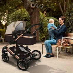 KIDUKU- 3 In 1 Combi-kinderwagen- Bruin/goud- Buggy Incl. Autostoeltje-regenhoes- Inklapbaar -Winkel Voor Babyproducten 1200x1200 2845