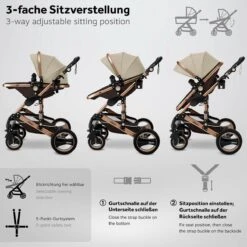 KIDUKU- 3 In 1 Combi-kinderwagen- Bruin/goud- Buggy Incl. Autostoeltje-regenhoes- Inklapbaar -Winkel Voor Babyproducten 1200x1200 2846