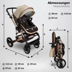KIDUKU- 3 In 1 Combi-kinderwagen- Bruin/goud- Buggy Incl. Autostoeltje-regenhoes- Inklapbaar -Winkel Voor Babyproducten 1200x1200 2847