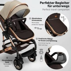 KIDUKU- 3 In 1 Combi-kinderwagen- Bruin/goud- Buggy Incl. Autostoeltje-regenhoes- Inklapbaar -Winkel Voor Babyproducten 1200x1200 2848