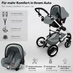 KIDUKU- 3 In 1 Combi-kinderwagen- Grijs/zilver- Buggy Incl. Autostoeltje-regenhoes- Inklapbaar 13 KIDUKU- 3 In 1 Combi-kinderwagen- Grijs/zilver- Buggy Incl. Autostoeltje-regenhoes- Inklapbaar -Winkel Voor Babyproducten 1200x1200 2855