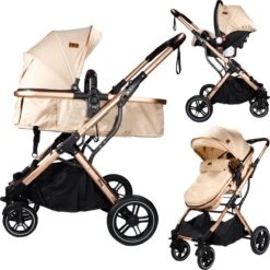 Ding Juna Kinderwagen 3 In 1 - Beige/Rose - Combi Kinderwagen Incl. Autostoel -Winkel Voor Babyproducten 1200x1200 2890