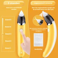 Premium Elektrische Oplaadbare Neus Reiniger Voor Baby En Kinderen - Inclusief Oplader, Handleiding En Batterijen - Hygiënische Neusreiniger - Baby Aspirator - Neuszuiger - Baby Neuspompje - Toetenveger - Baby Neusreiniger - Geel - Neusspoeler -Winkel Voor Babyproducten 1200x1200 531