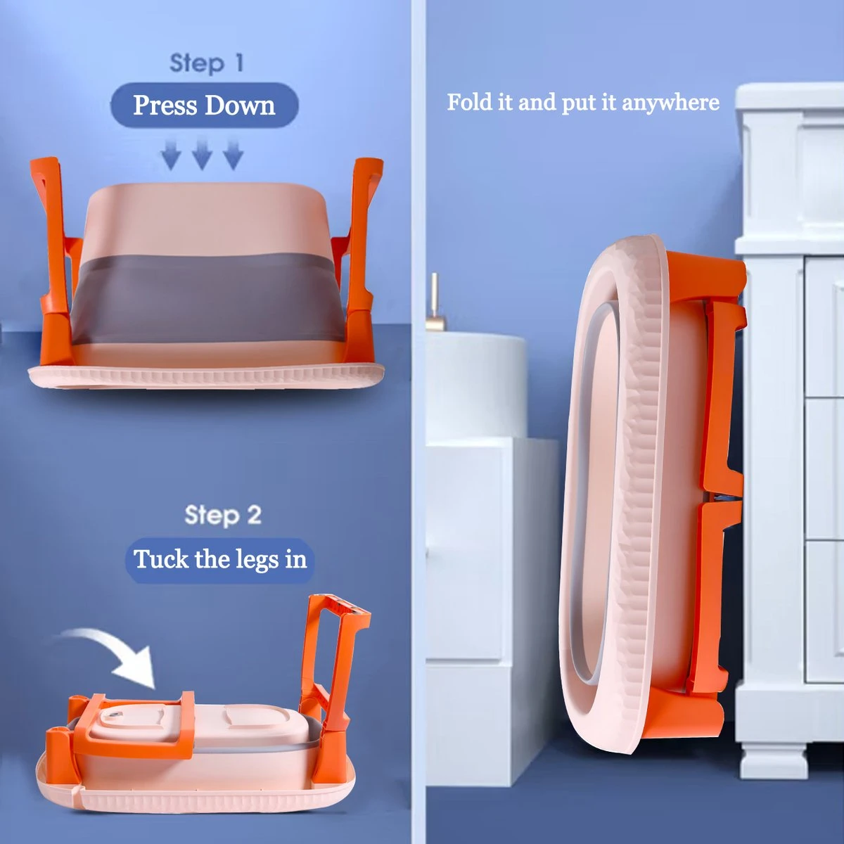 K IKIDO Babybadje - Bad Baby - Opvouwbare Babybadje - Babybadkuip - Met Steunkussen & Badkruk - Opvouwbaar Bad Kinderen - Bath Bucket - Oranje 5 K IKIDO Babybadje - Bad Baby - Opvouwbare Babybadje - Babybadkuip - Met Steunkussen & Badkruk - Opvouwbaar Bad Kinderen - Bath Bucket - Oranje - Afbeelding 3