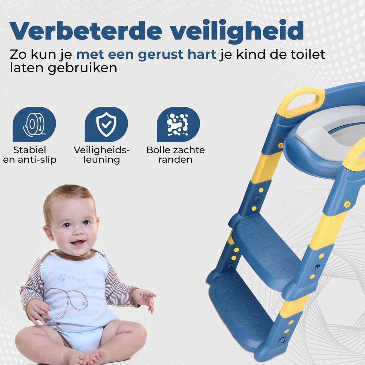 WC Verkleiner Met Trapje - Inclusief Handvaten - Opvouwbaar - 2 Tot 7 Jaar - Blauw Geel 6 WC Verkleiner Met Trapje - Inclusief Handvaten - Opvouwbaar - 2 Tot 7 Jaar - Blauw Geel - Afbeelding 4