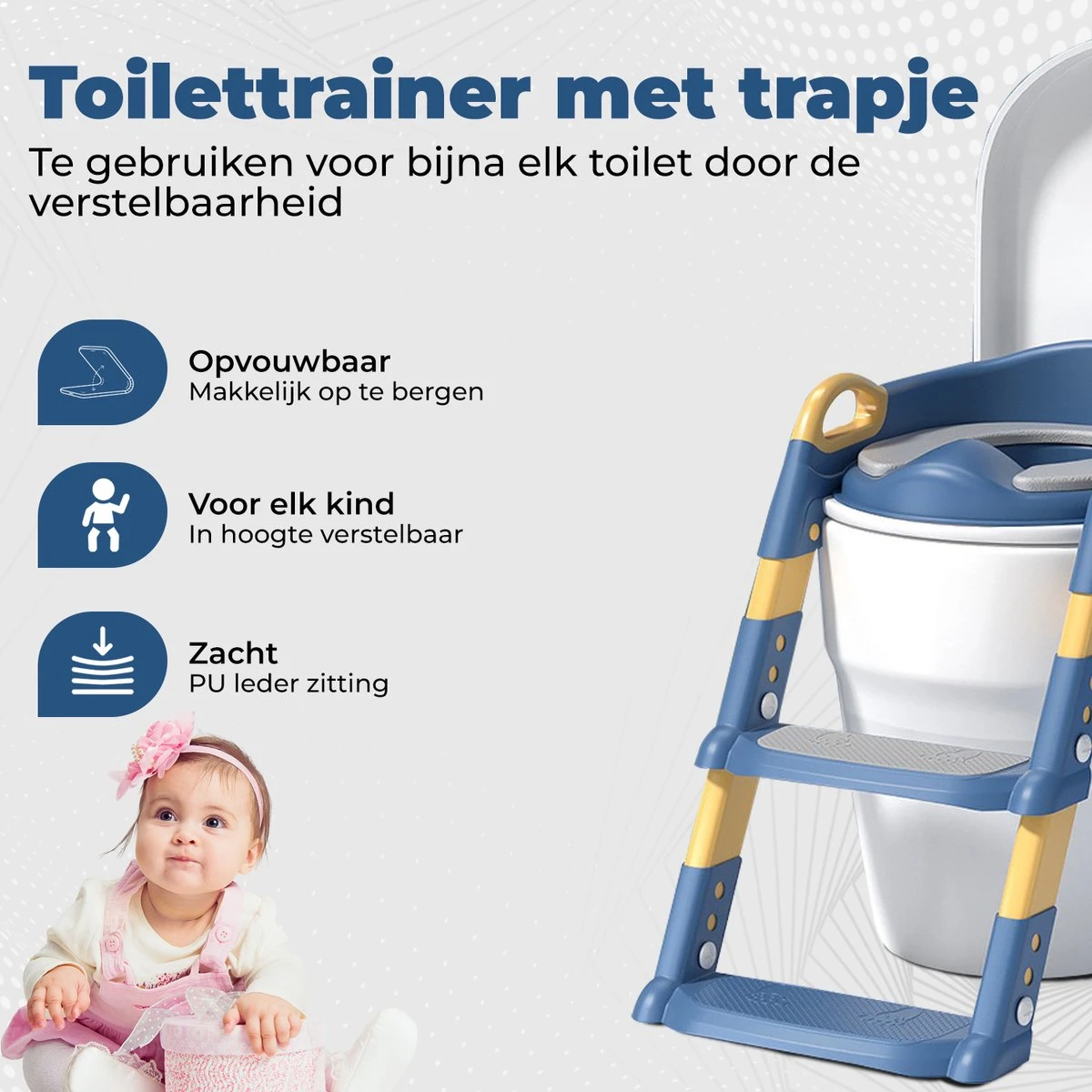 WC Verkleiner Met Trapje - Inclusief Handvaten - Opvouwbaar - 2 Tot 7 Jaar - Blauw Geel 10 WC Verkleiner Met Trapje - Inclusief Handvaten - Opvouwbaar - 2 Tot 7 Jaar - Blauw Geel - Afbeelding 8