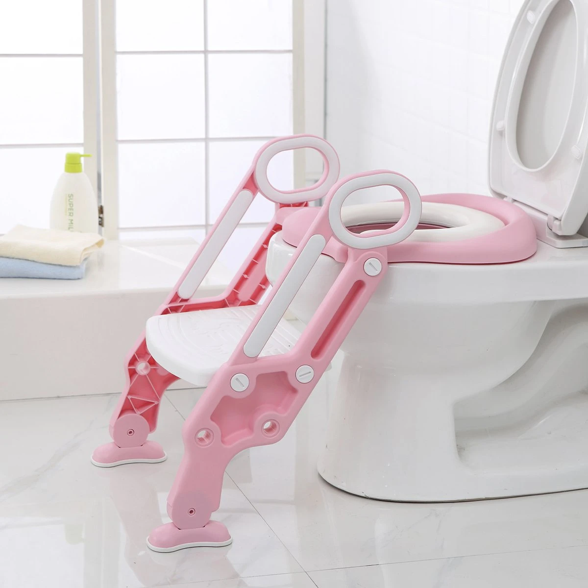 LifeGoods WC Verkleiner Met Trapje - Trainer Met Opstapje - 2 Tot 7 Jaar - Roze/Wit 10 LifeGoods WC Verkleiner Met Trapje - Trainer Met Opstapje - 2 Tot 7 Jaar - Roze/Wit - Afbeelding 8