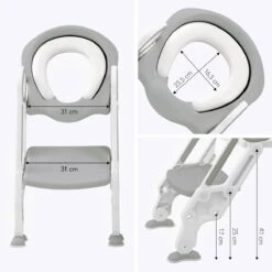 LifeGoods WC Verkleiner Met Trapje - Trainer Met Opstapje - 2 Tot 7 Jaar - Grijs/Wit -Winkel Voor Babyproducten 1200x1200 725