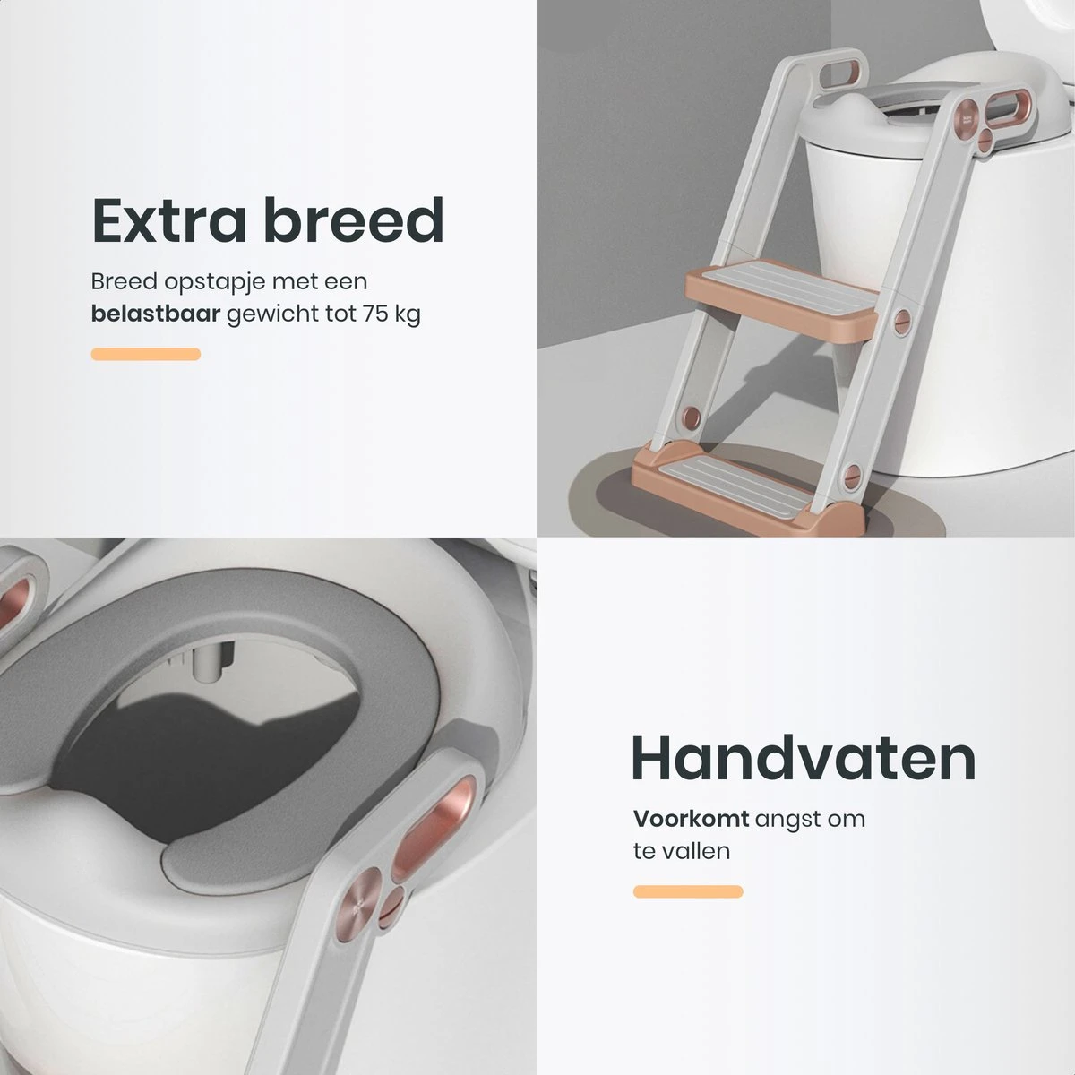 XIORI-SEMS - WC Verkleiner Met Trapje - Toiletverkleiner - Wit Met Goud - Toilettrainer - 2 Tot 7 Jaar - Met Beloningssysteem 6 XIORI-SEMS - WC Verkleiner Met Trapje - Toiletverkleiner - Wit Met Goud - Toilettrainer - 2 Tot 7 Jaar - Met Beloningssysteem - Afbeelding 4